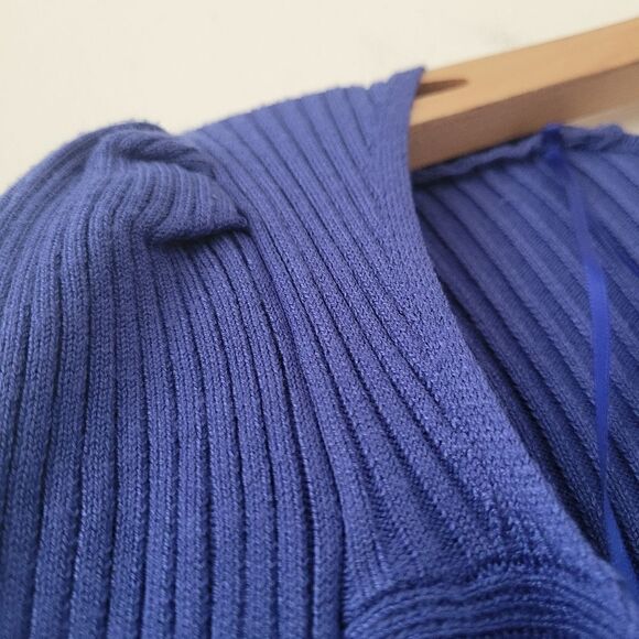 Pink Rose Galaxy Blue Wrap Front Ribbed Sweater S NWT - Picture 3 of 7